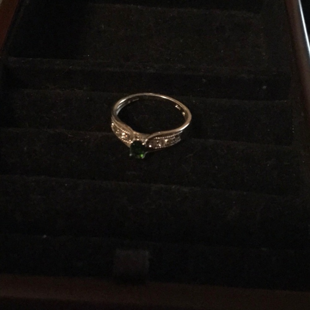 Sterling silver with green stone